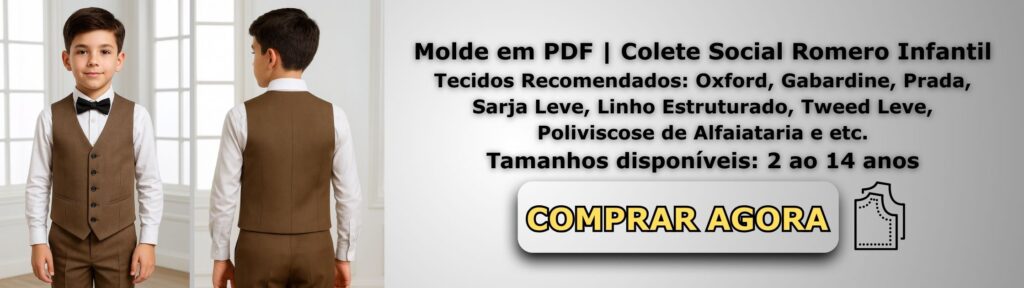 Molde em PDF Colete Social Romero Infantil Banner de Vendas