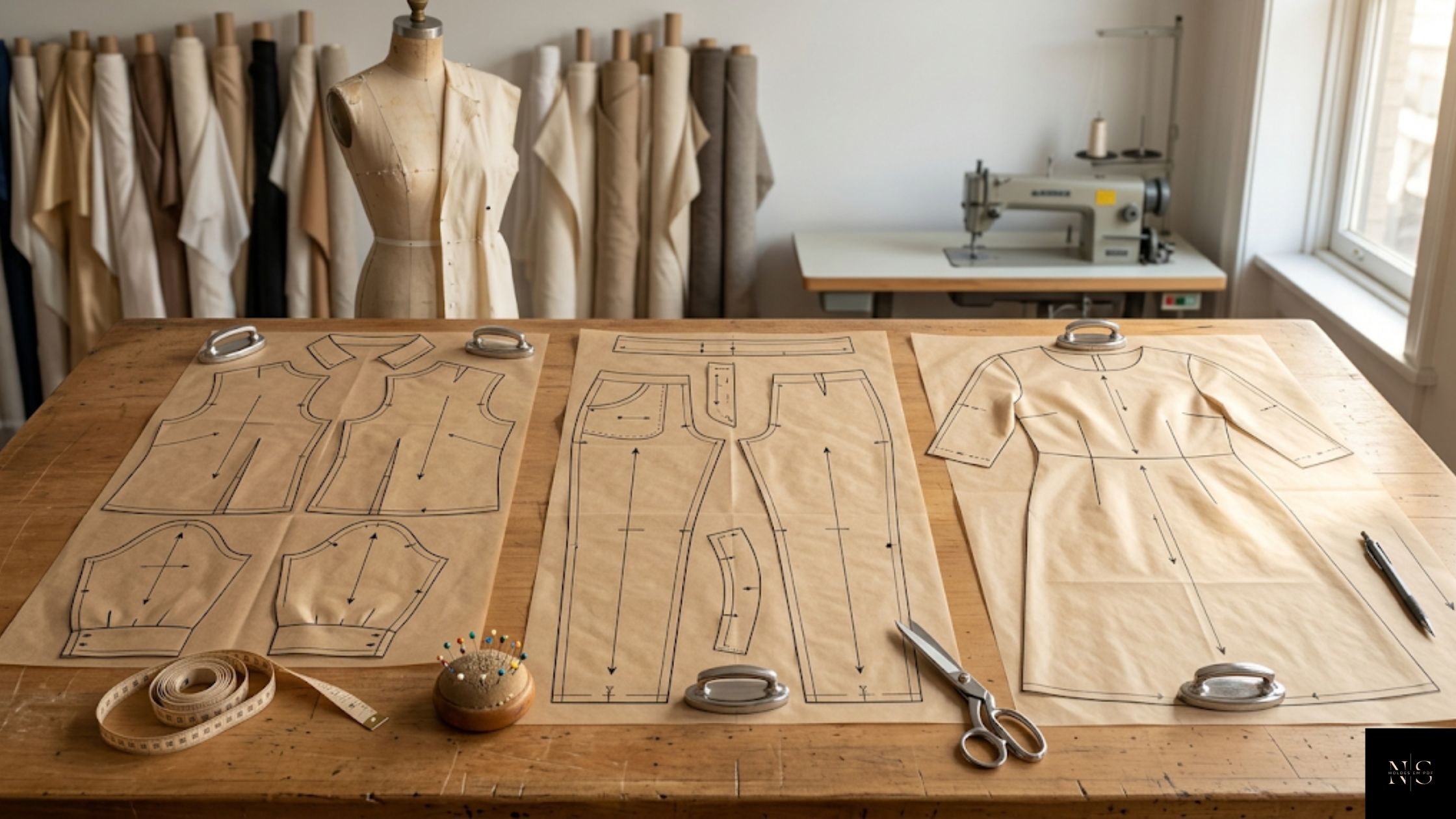 ajuste de moldes para diferentes tipos de roupas sem distorcer