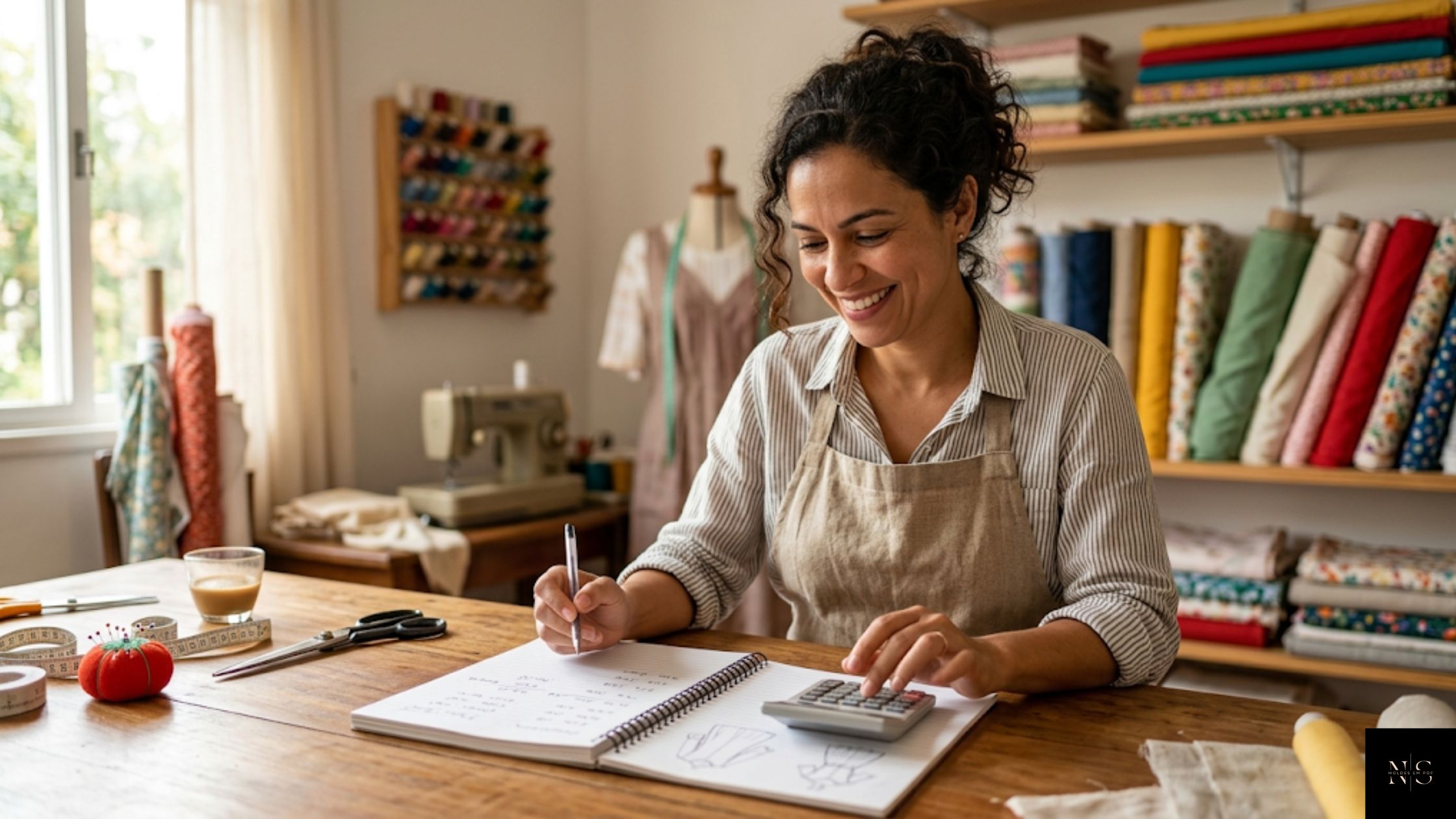 como calcular preço de costura corretamente em ateliê com costureira usando calculadora