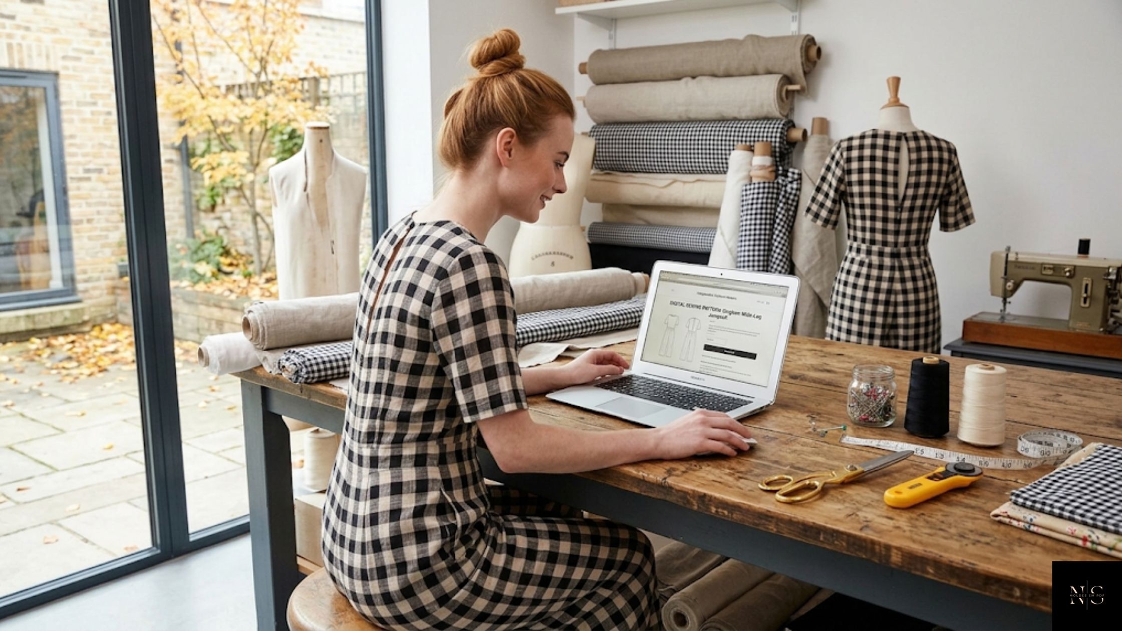 Compra online do Molde em PDF Macacão Xadrez para costura feminina