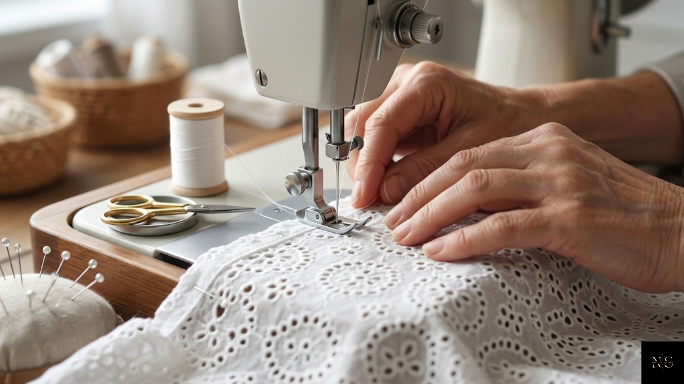 Costura e acabamento do Molde em PDF Blusa Laise Flávia em tecido laise