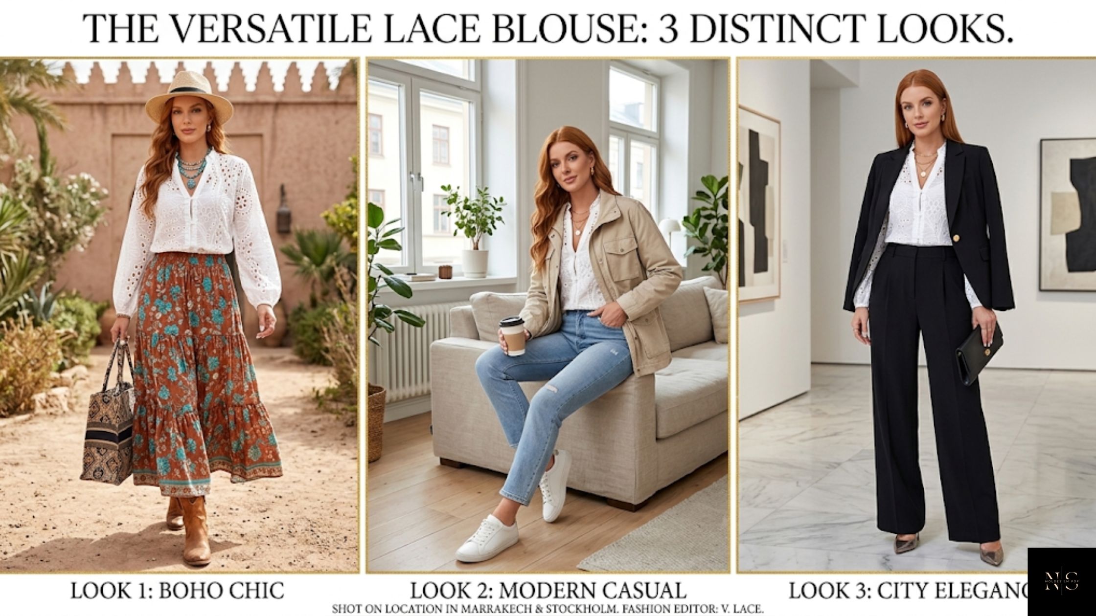 Molde em PDF Blusa Laise Andressa em diferentes estilos de looks