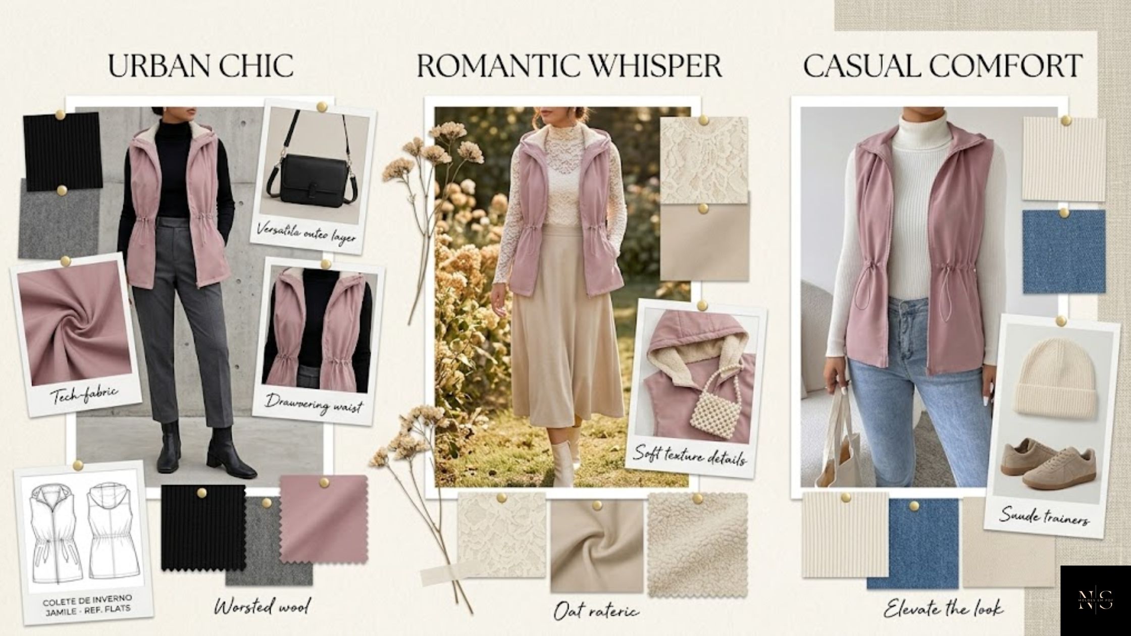 Molde em PDF Colete de Inverno Jamile em diferentes estilos femininos