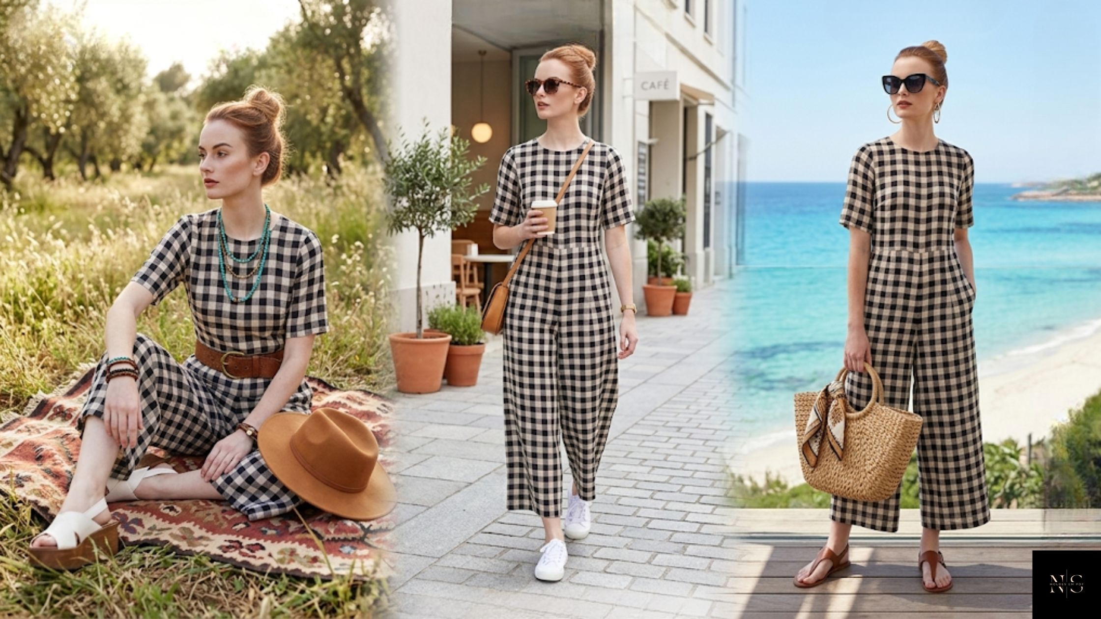 Inspirações de looks com Molde em PDF Macacão Xadrez feminino