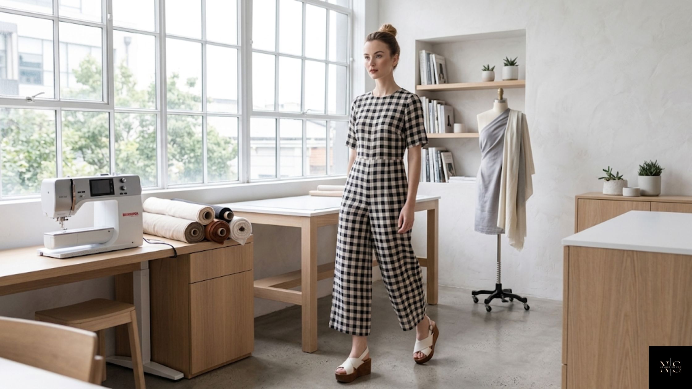 Molde em PDF Macacão Xadrez com modelagem feminina elegante