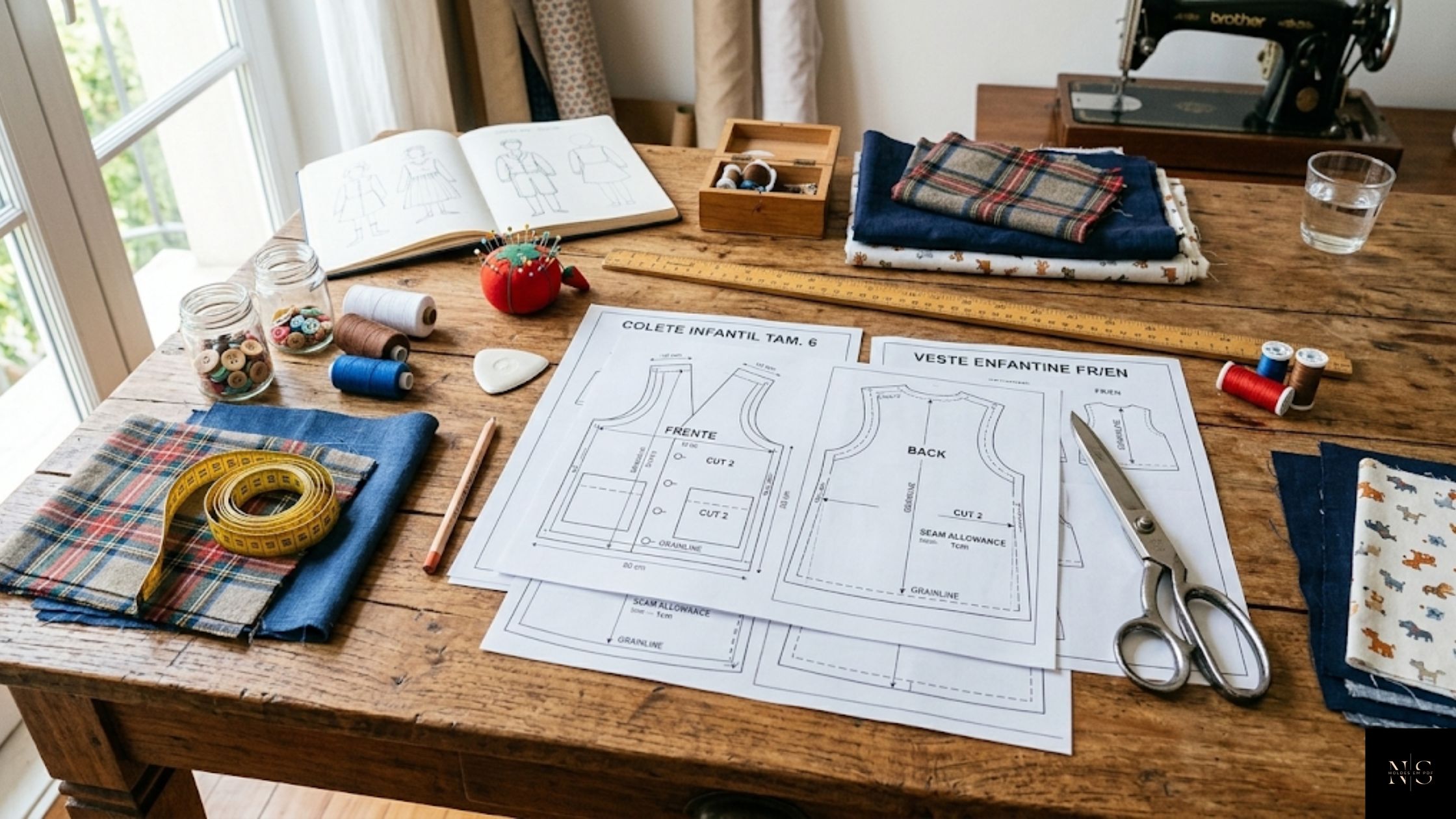 Molde digital em PDF Colete Social Romero Infantil impresso para costura