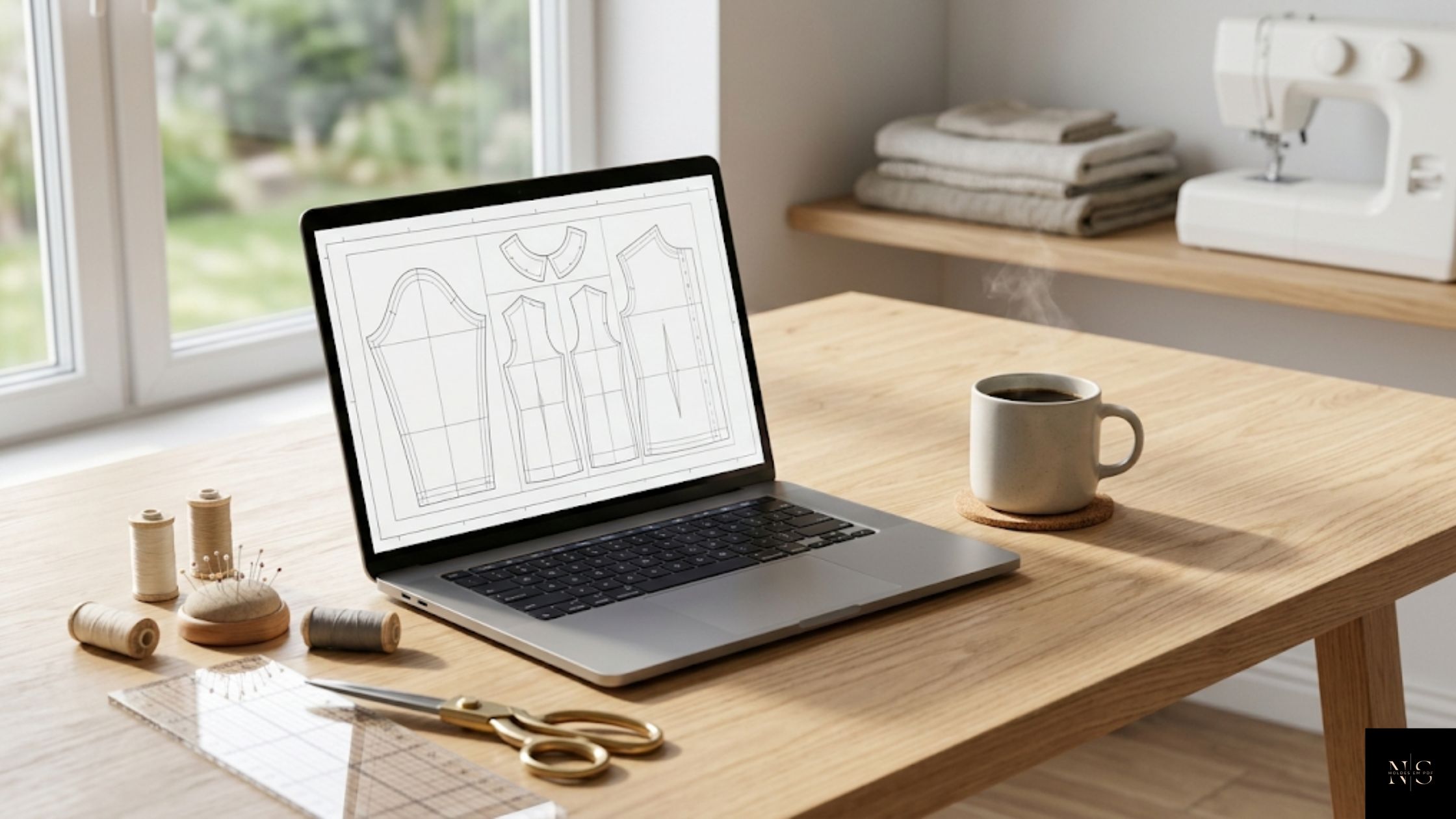 Molde em PDF Calça Saruel Balonê Unissex Infantil sendo acessado em notebook para download