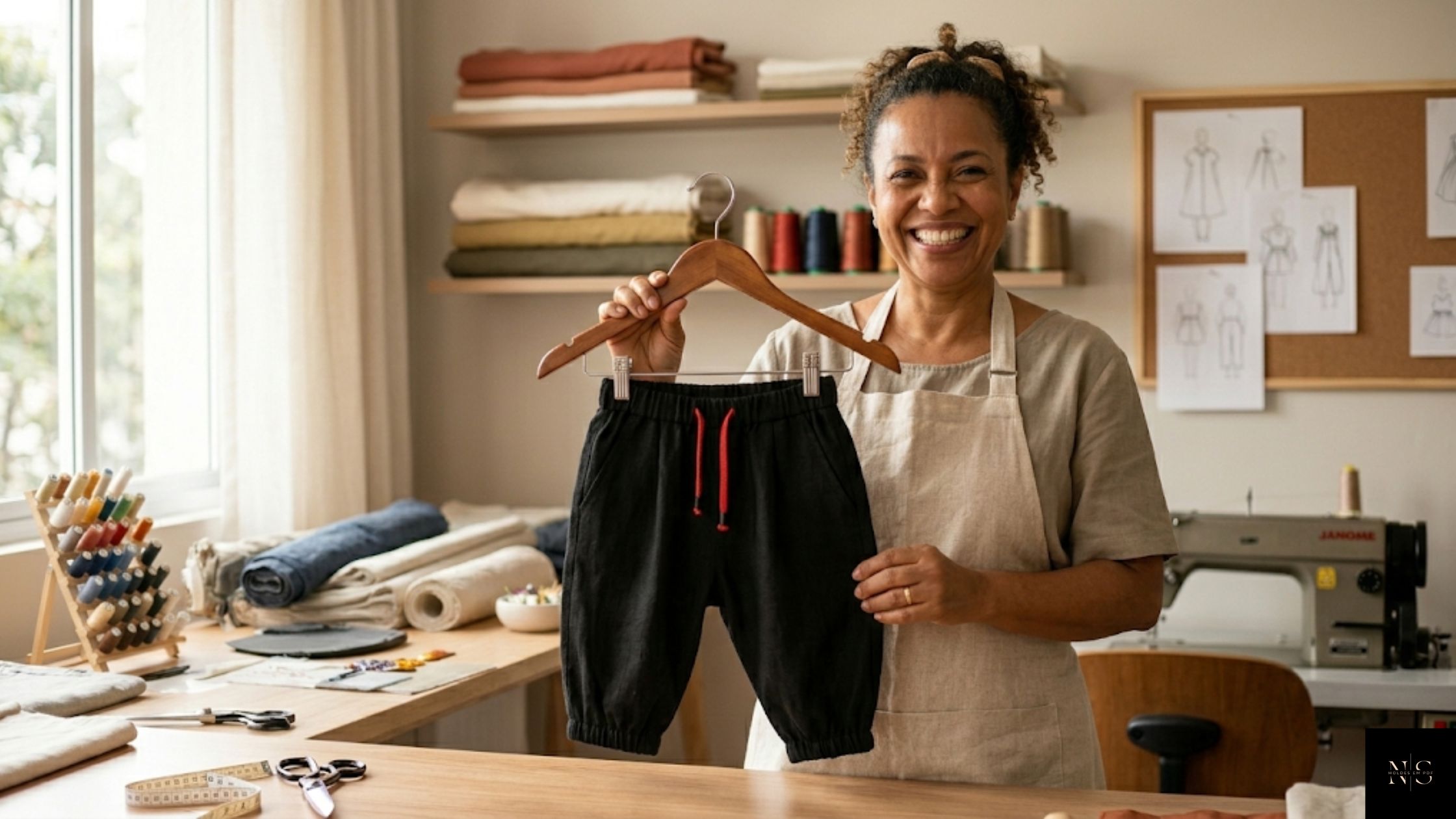 Molde em PDF Calça Saruel Balonê Unissex Infantil finalizado em produção artesanal