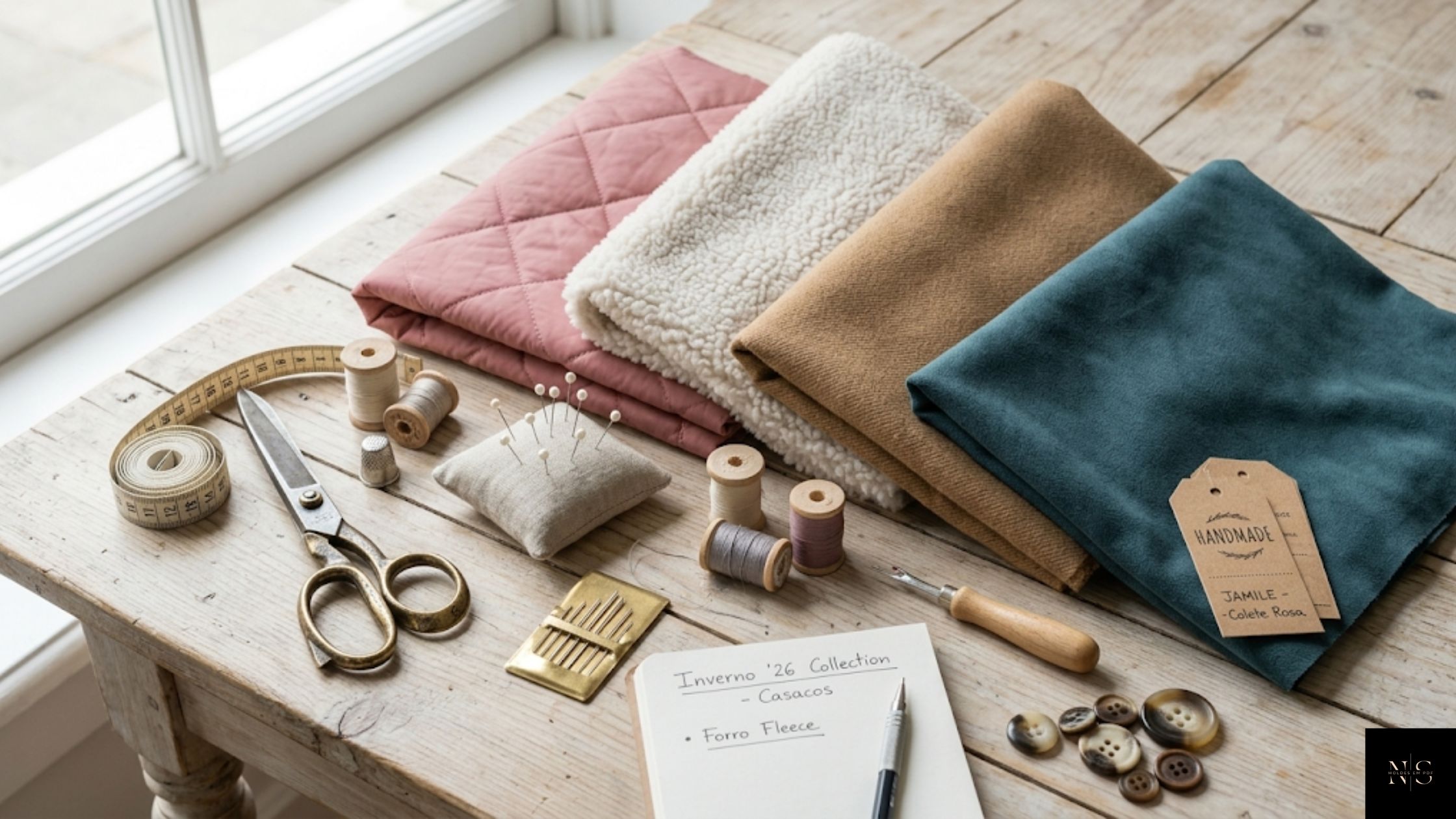 Molde em PDF Colete de Inverno Jamile com tecidos ideais para costura