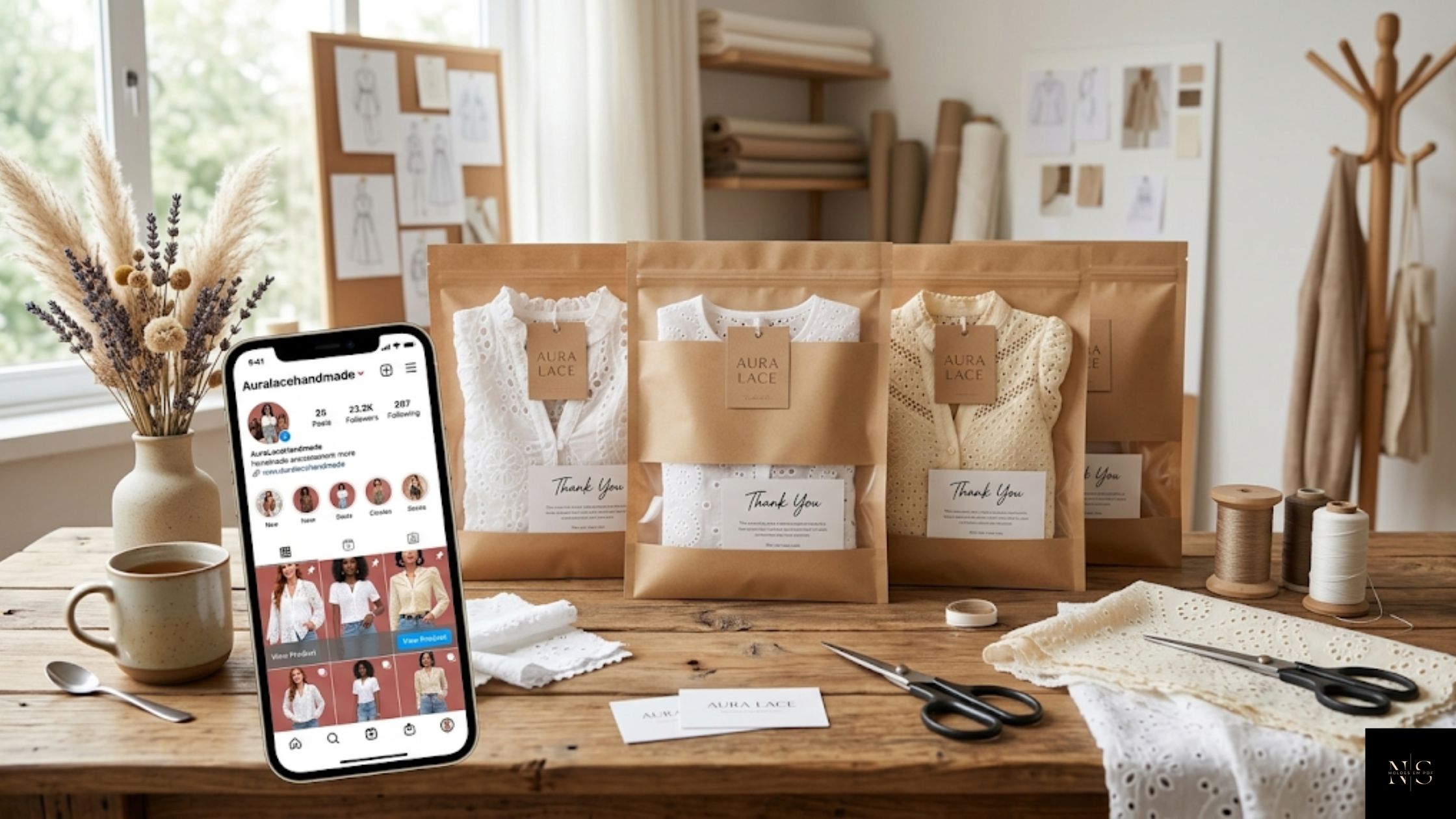 Molde em PDF Kit Elegância em Laisé sendo usado para vender roupas femininas