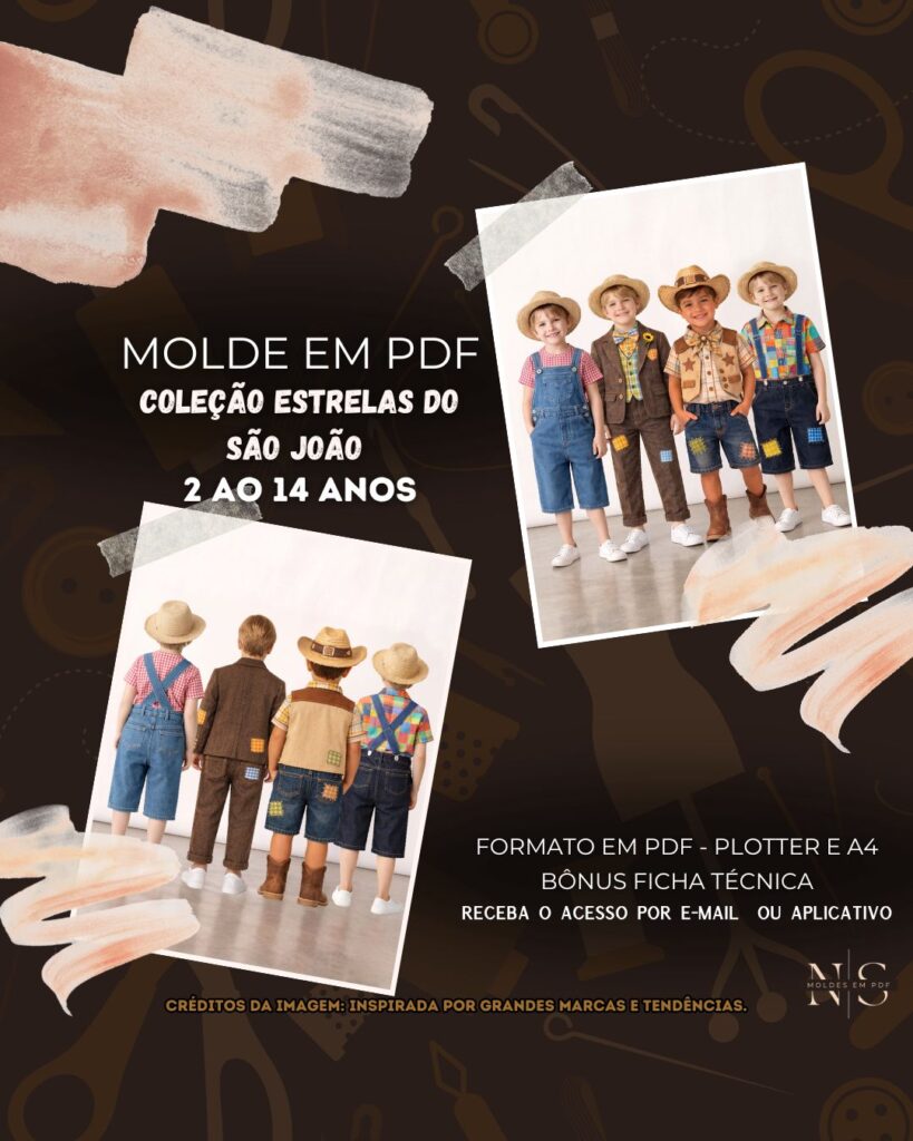 NS Molde em PDF - Coleção Estrelas do São João Infantil (Coleção Estilo Junino: Noivinho, Cowboy e Caipira Clássico)