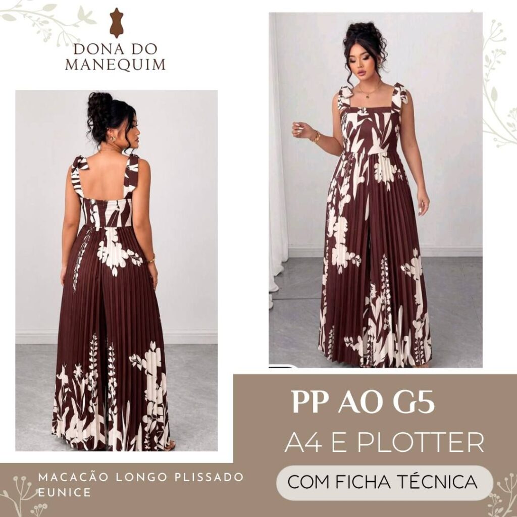 MOLDE MACACÃO LONGO PLISSADO EUNICE