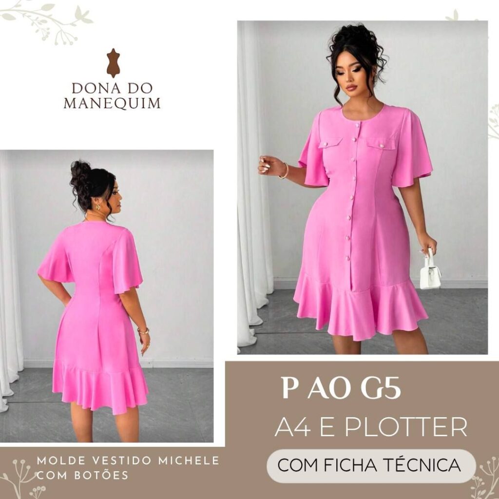 MOLDE VESTIDO MICHELE COM BABADOS