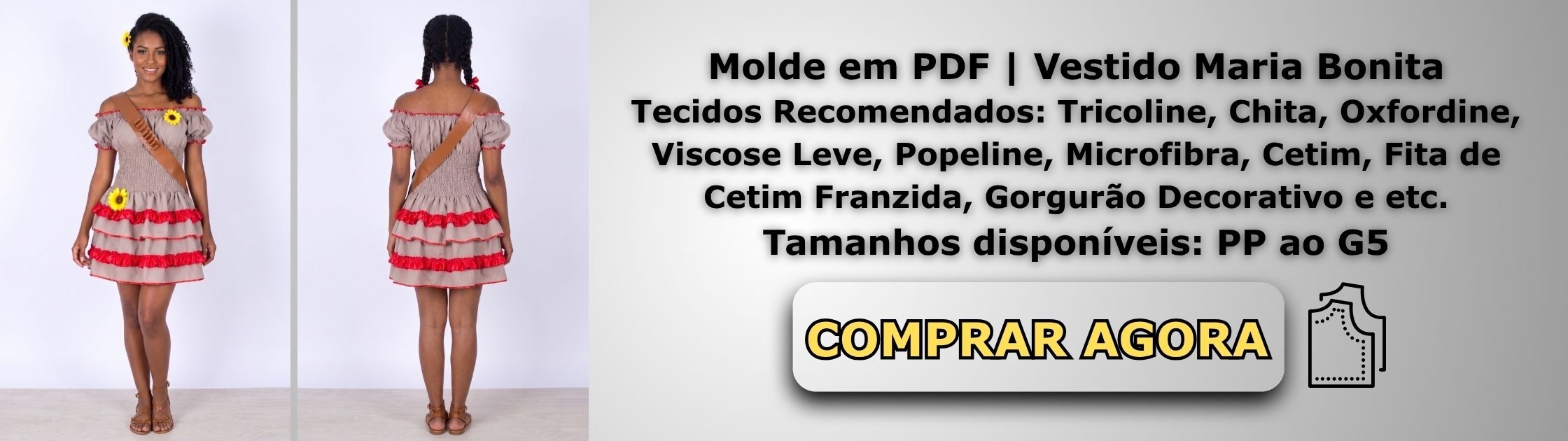Molde em PDF Vestido Maria Bonita Banner de Vendas