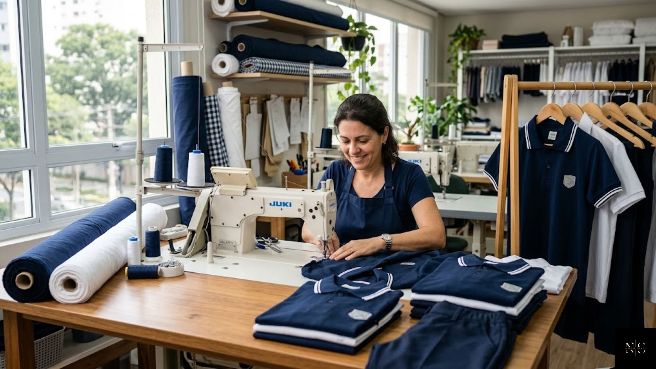 Como ganhar dinheiro costurando uniforme escolar em ateliê profissional moderno