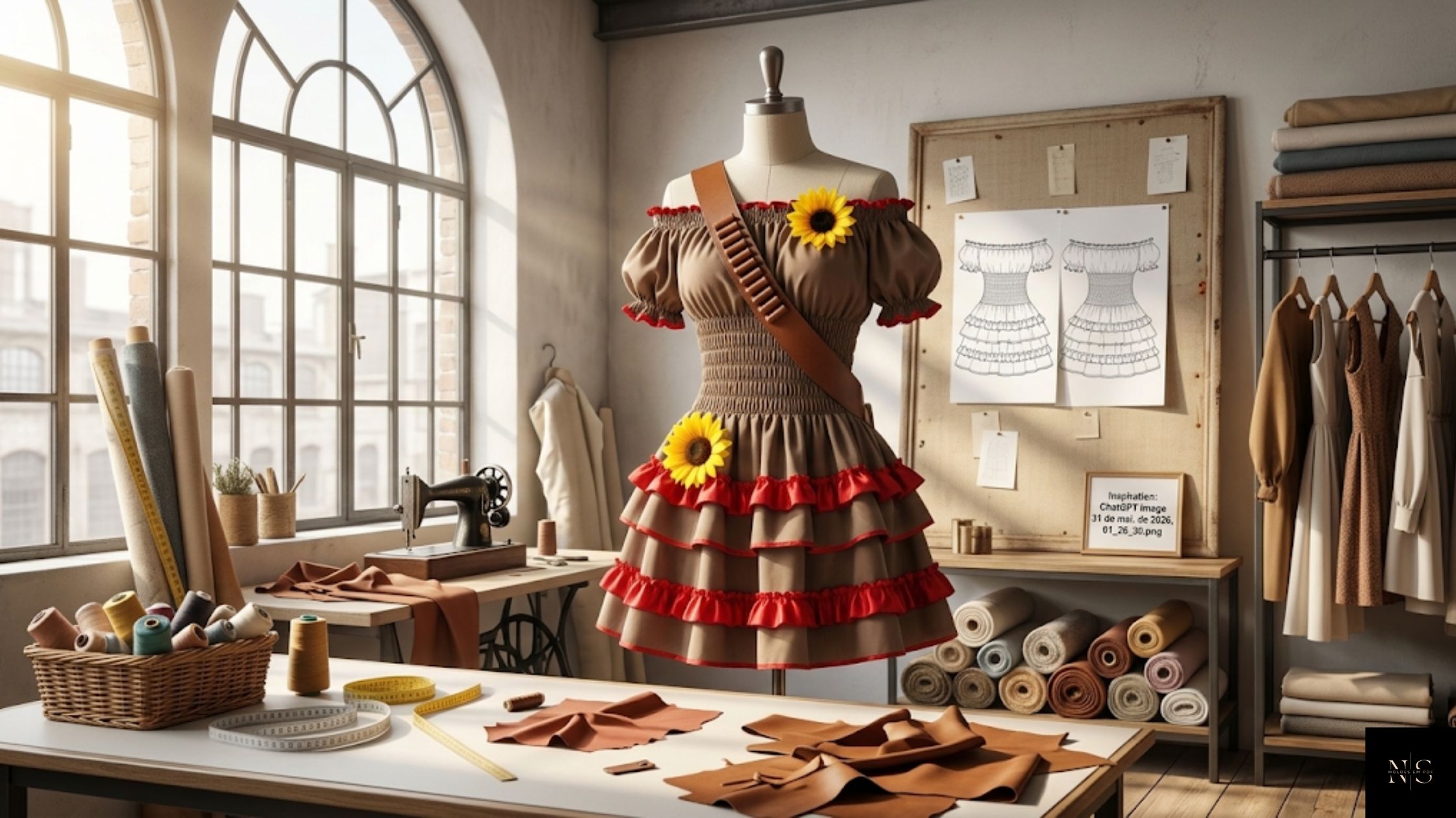 Molde em PDF Vestido Maria Bonita pronto para impressão e confecção profissional