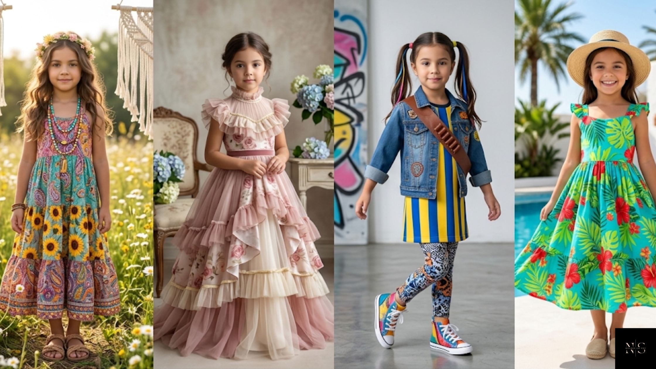 Molde em PDF Vestido Maria Bonita Infantil em diferentes estilos e combinações
